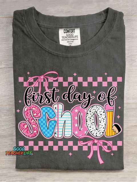 Coquette First Day Of School Casual Print T-shirt