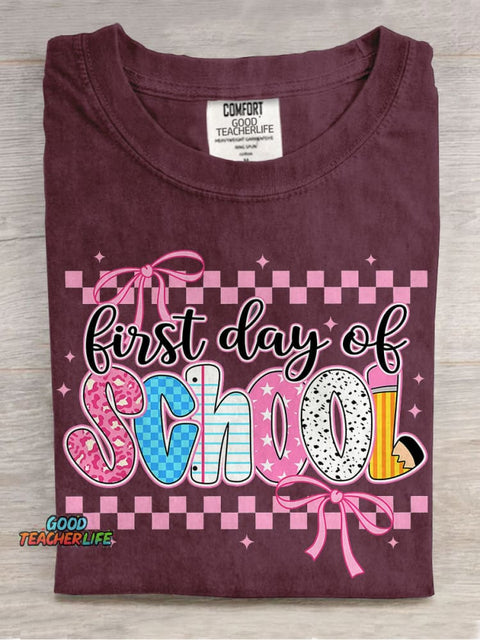 Coquette First Day Of School Casual Print T-shirt