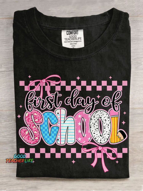 Coquette First Day Of School Casual Print T-shirt