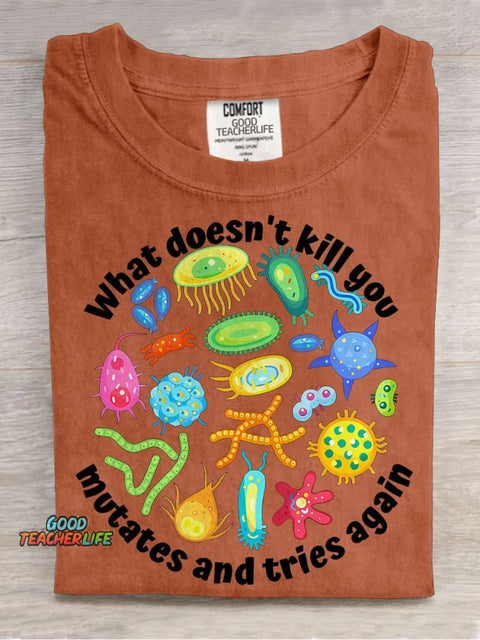 Funny Virus Science Teacher Casual Print T-shirt