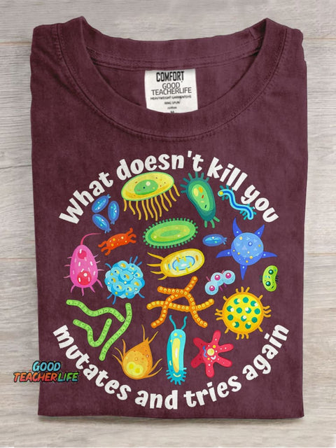 Funny Virus Science Teacher Casual Print T-shirt