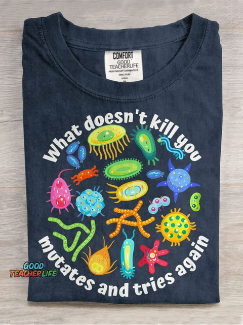 Funny Virus Science Teacher Casual Print T-shirt