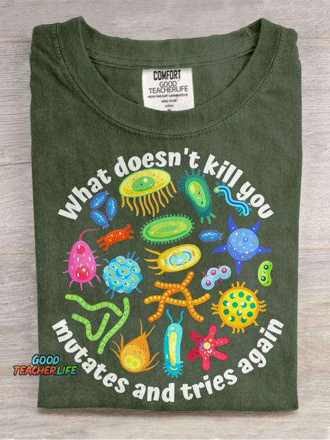 Funny Virus Science Teacher Casual Print T-shirt