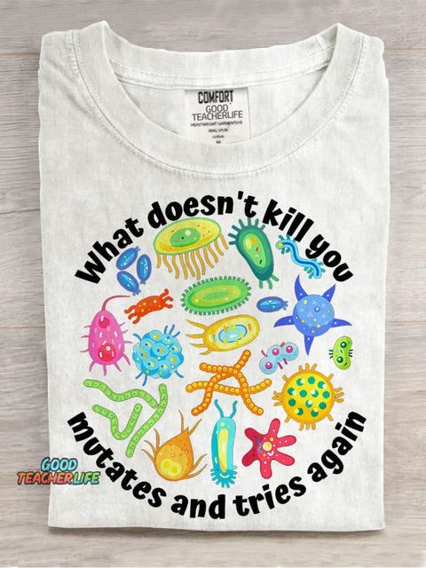 Funny Virus Science Teacher Casual Print T-shirt