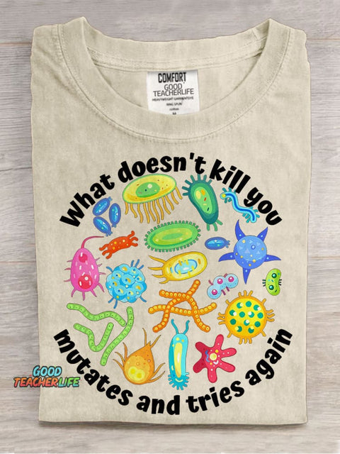 Funny Virus Science Teacher Casual Print T-shirt