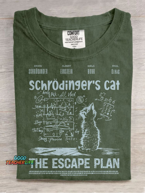 Schrödingers Cat The Escape Plan Teacher Casual Print T-shirt