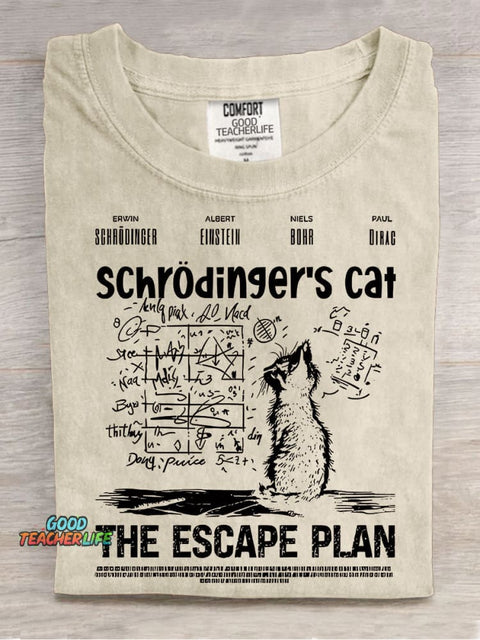 Schrödingers Cat The Escape Plan Teacher Casual Print T-shirt