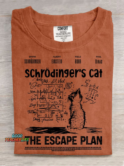 Schrödingers Cat The Escape Plan Teacher Casual Print T-shirt