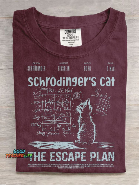 Schrödingers Cat The Escape Plan Teacher Casual Print T-shirt