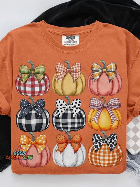 Coquette Pumpkin Fall Pumpkin Casual Print T-shirt