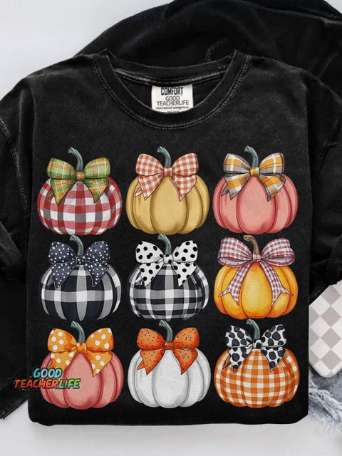 Coquette Pumpkin Fall Pumpkin Casual Print T-shirt