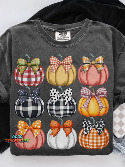 Coquette Pumpkin Fall Pumpkin Casual Print T-shirt