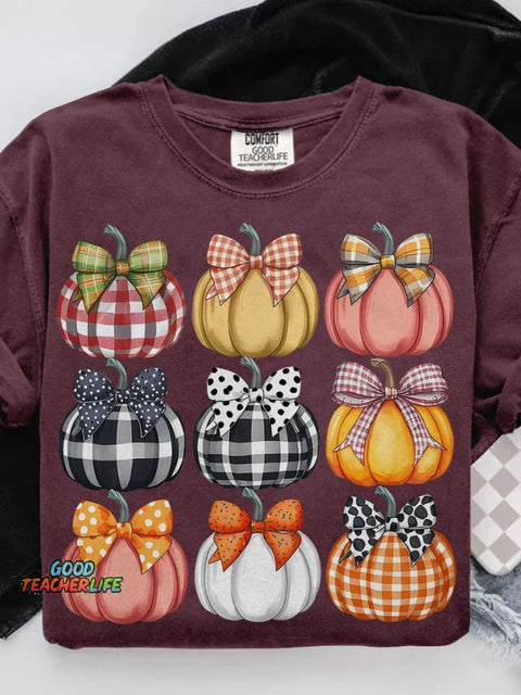 Coquette Pumpkin Fall Pumpkin Casual Print T-shirt