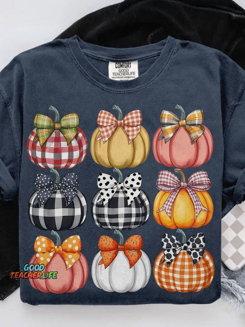 Coquette Pumpkin Fall Pumpkin Casual Print T-shirt