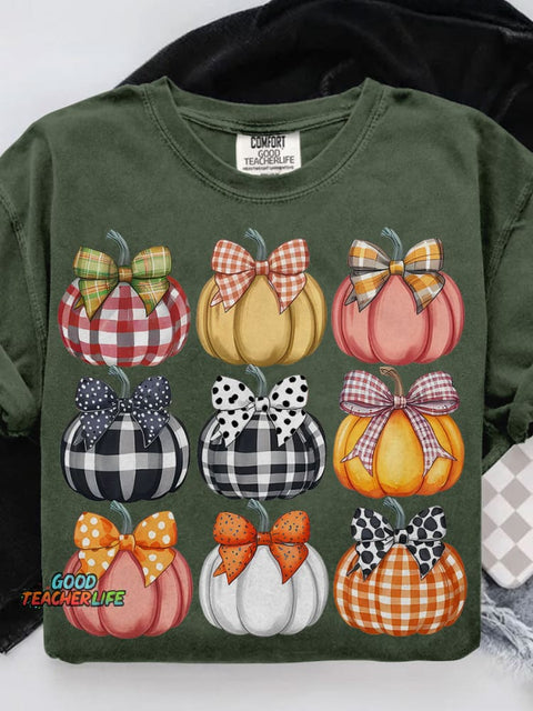 Coquette Pumpkin Fall Pumpkin Casual Print T-shirt