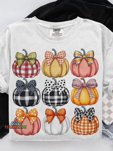 Coquette Pumpkin Fall Pumpkin Casual Print T-shirt