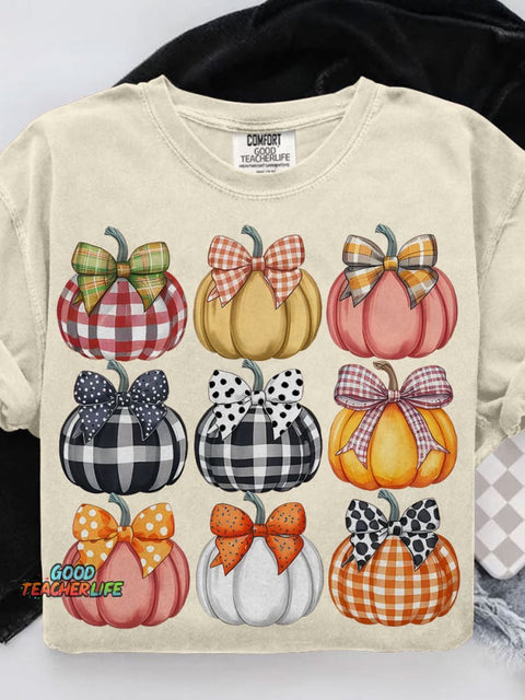 Coquette Pumpkin Fall Pumpkin Casual Print T-shirt