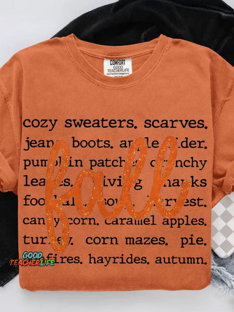 Fall Pumpkin Fall Coquette Casual Print T-shirt