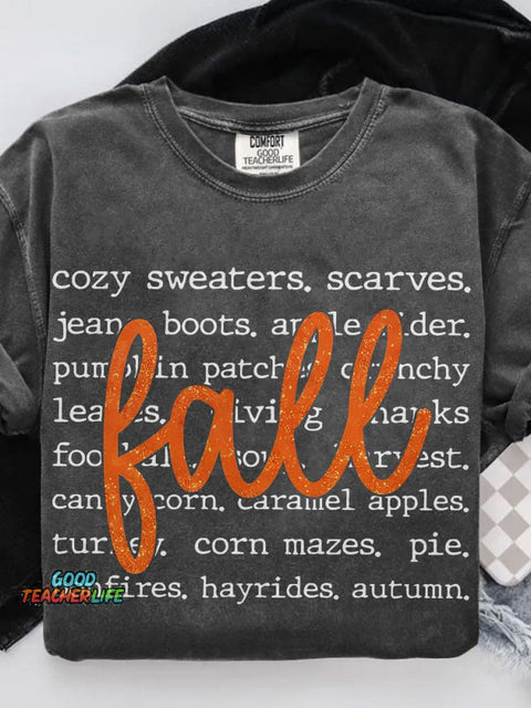 Fall Pumpkin Fall Coquette Casual Print T-shirt