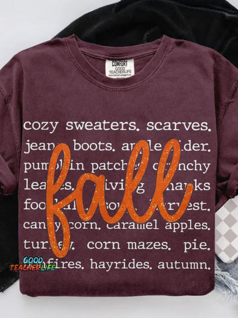 Fall Pumpkin Fall Coquette Casual Print T-shirt