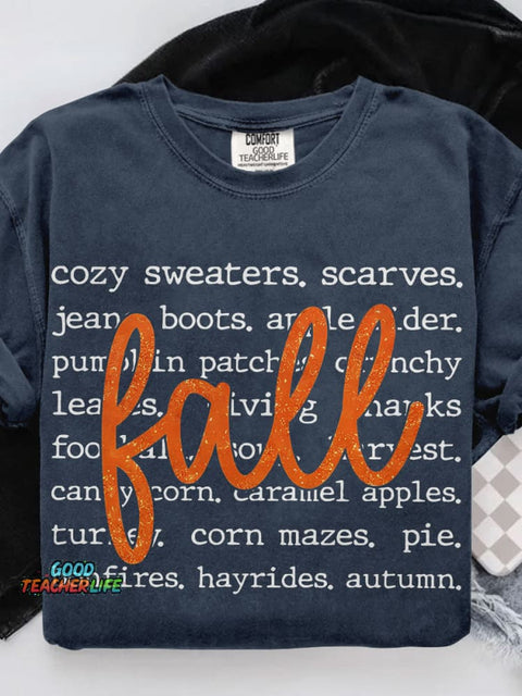 Fall Pumpkin Fall Coquette Casual Print T-shirt