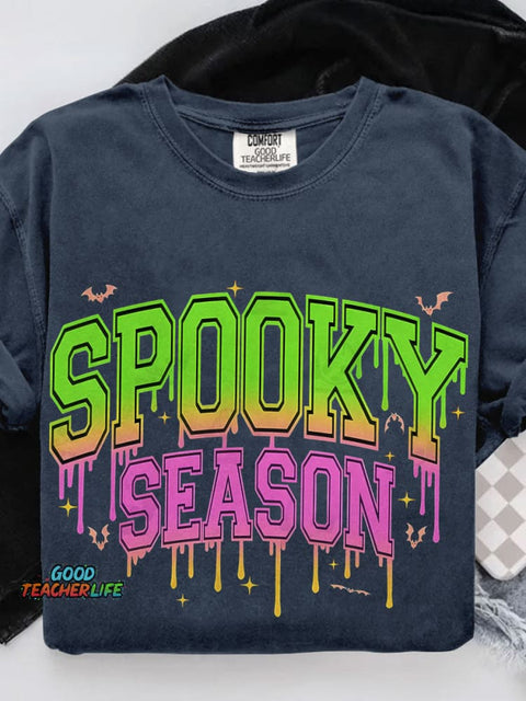 Trendy Spooky Season Halloween Casual Print T-shirt