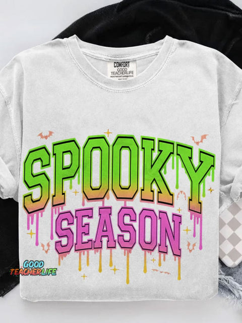 Trendy Spooky Season Halloween Casual Print T-shirt