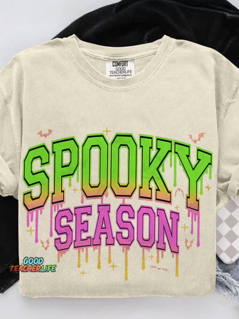 Trendy Spooky Season Halloween Casual Print T-shirt