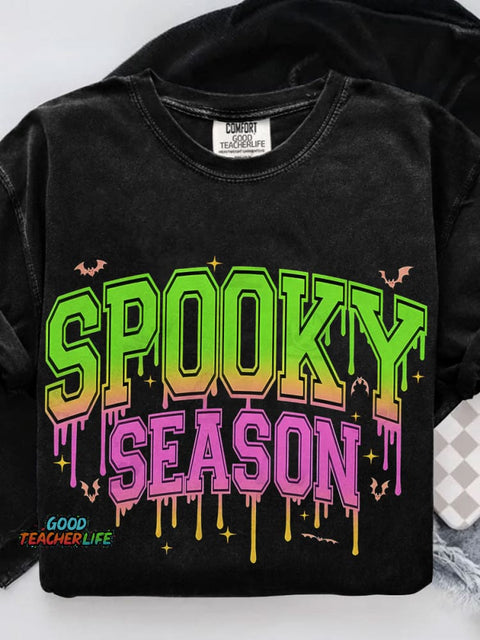 Trendy Spooky Season Halloween Casual Print T-shirt