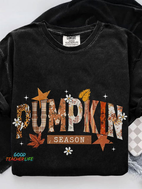 Pumpkin Season Retro Halloween Casual Print T-shirt