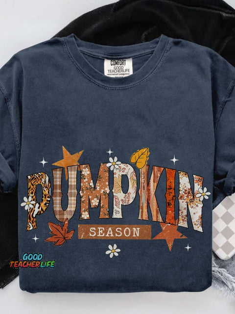 Pumpkin Season Retro Halloween Casual Print T-shirt
