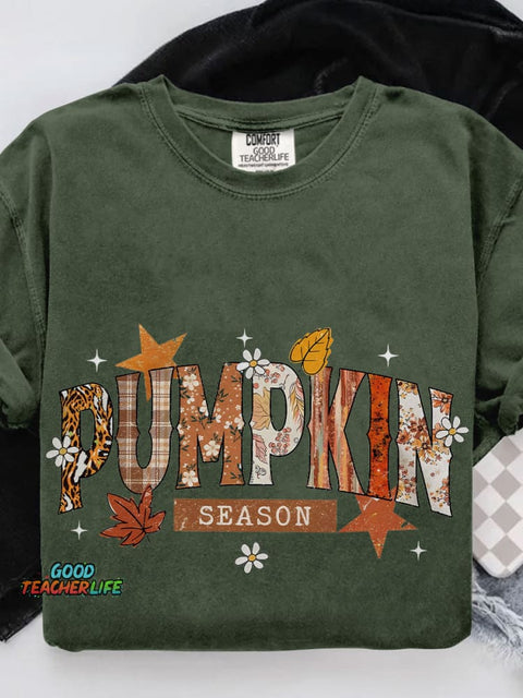 Pumpkin Season Retro Halloween Casual Print T-shirt