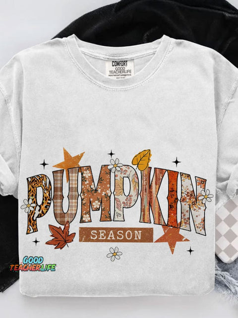 Pumpkin Season Retro Halloween Casual Print T-shirt