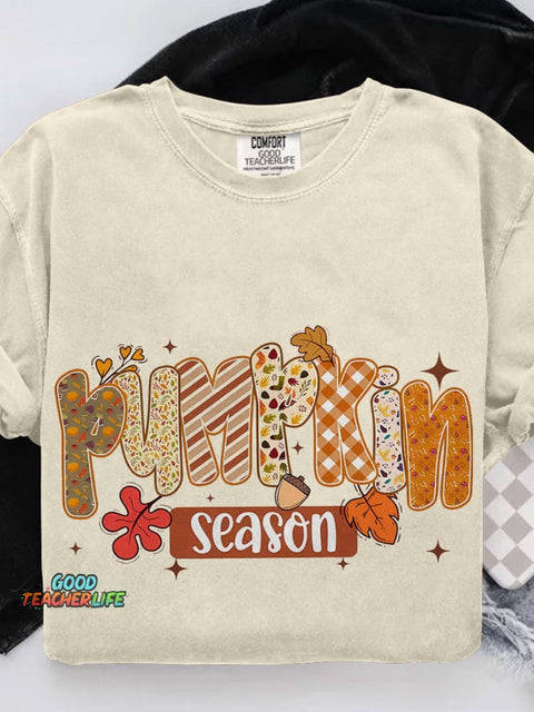 Pumpkin Season Retro Halloween Casual Print T-shirt