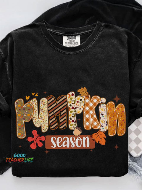 Pumpkin Season Retro Halloween Casual Print T-shirt
