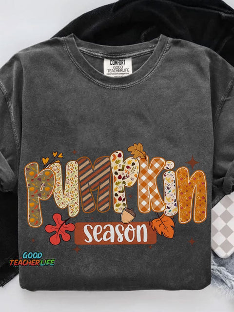 Pumpkin Season Retro Halloween Casual Print T-shirt