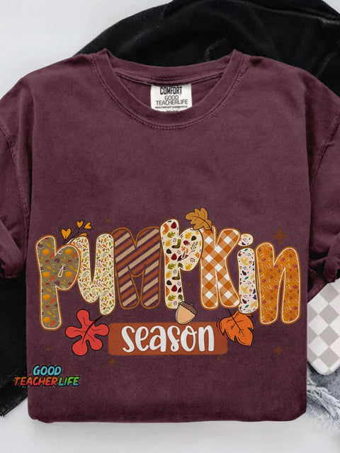 Pumpkin Season Retro Halloween Casual Print T-shirt