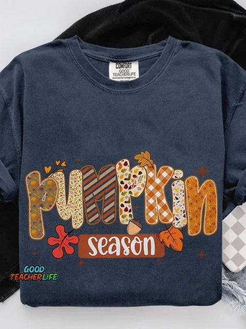 Pumpkin Season Retro Halloween Casual Print T-shirt