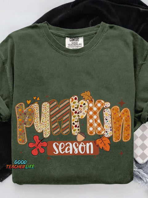Pumpkin Season Retro Halloween Casual Print T-shirt