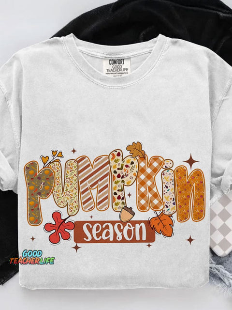 Pumpkin Season Retro Halloween Casual Print T-shirt