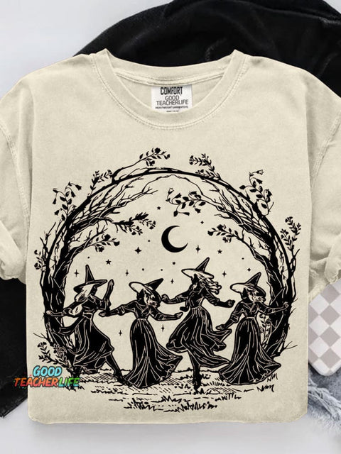 Girly Halloween Witchy Casual Print T-shirt