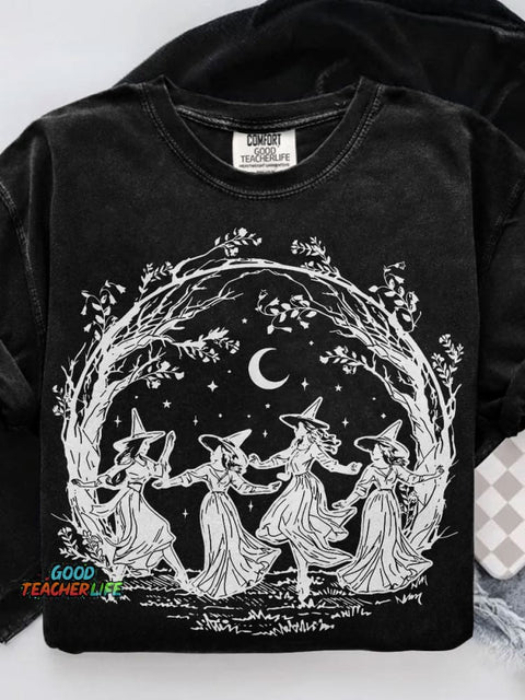 Girly Halloween Witchy Casual Print T-shirt