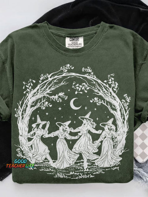 Girly Halloween Witchy Casual Print T-shirt
