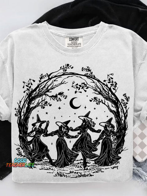 Girly Halloween Witchy Casual Print T-shirt