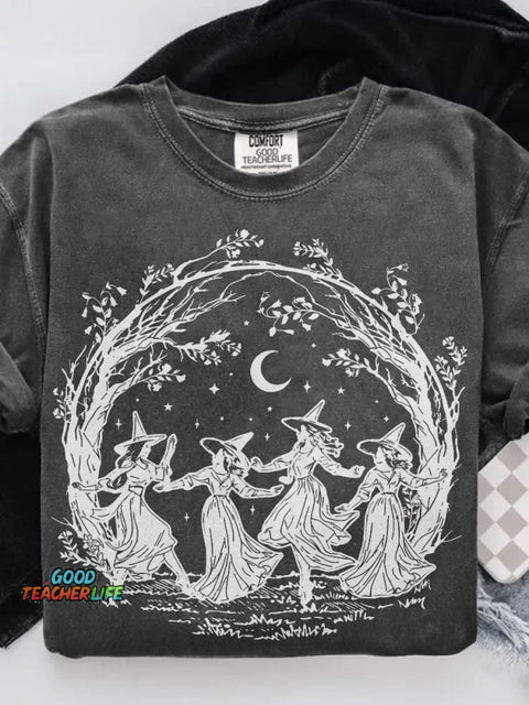 Girly Halloween Witchy Casual Print T-shirt