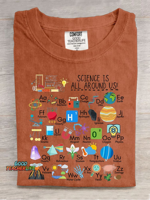 Science Is All Around Us Periodic Table Casual Print T-shirt