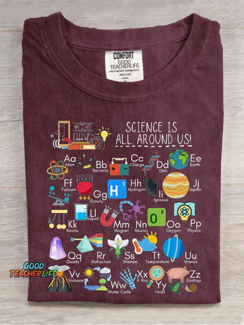 Science Is All Around Us Periodic Table Casual Print T-shirt