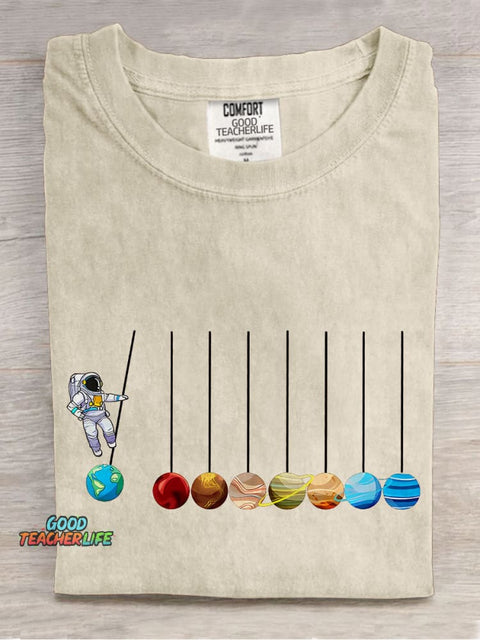 Funny Planets Planetary System Solar Teacher Casual Print T-shirt