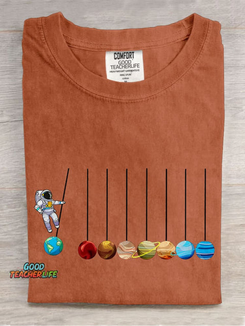 Funny Planets Planetary System Solar Teacher Casual Print T-shirt