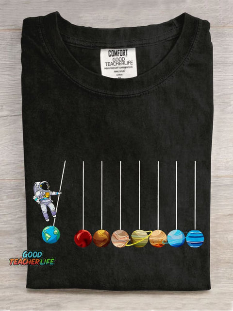 Funny Planets Planetary System Solar Teacher Casual Print T-shirt
